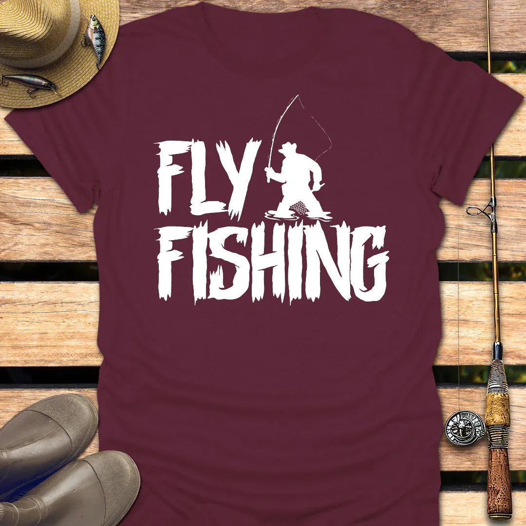 FLY FISHING T-Shirt FISHING T-Shirt Maroon / S