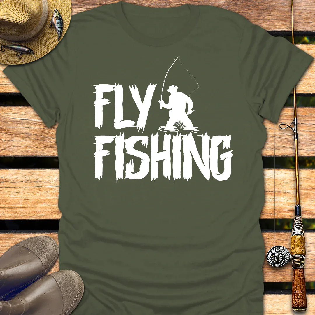 FLY FISHING T-Shirt FISHING T-Shirt Military Green / S