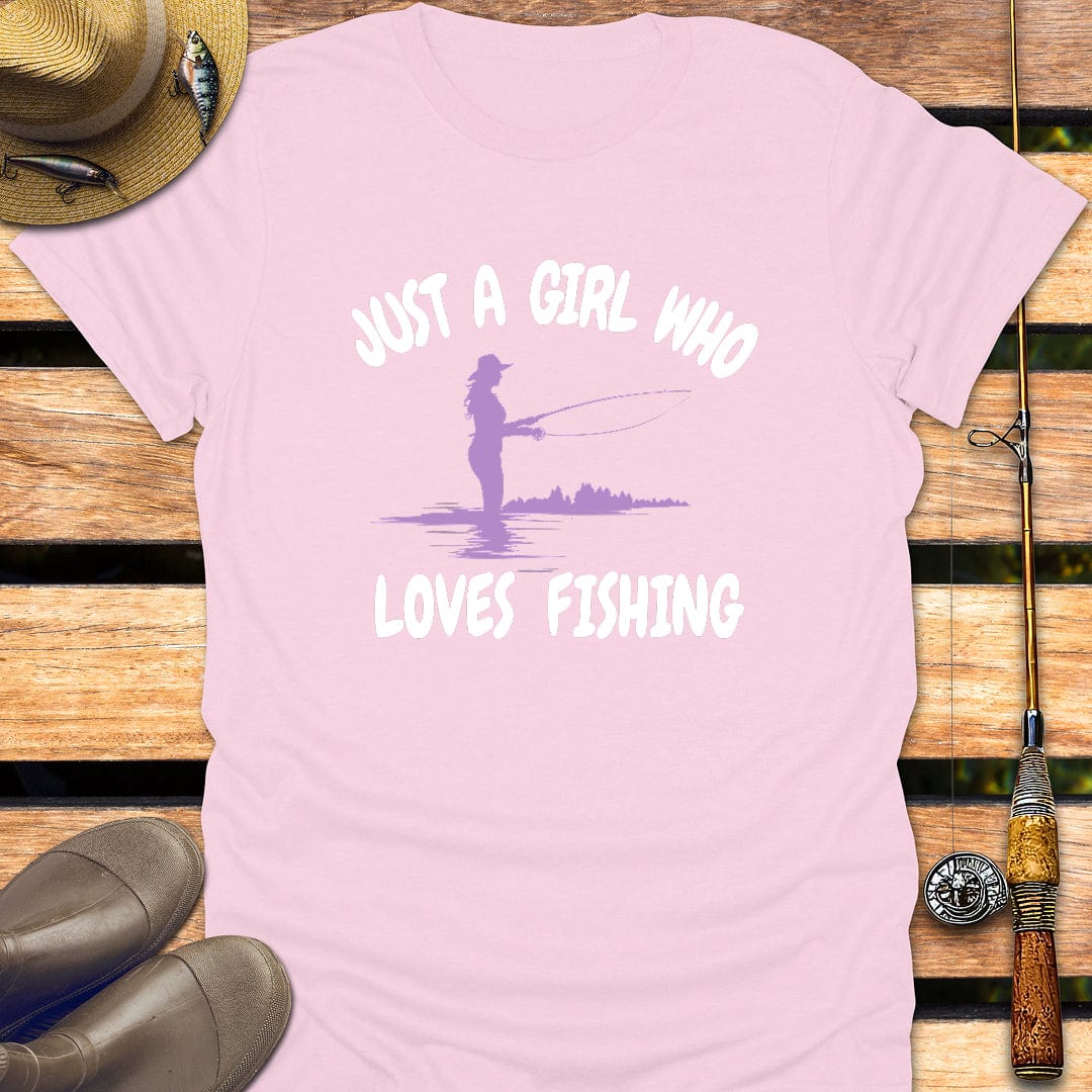 GIRL LOVES FISHING T-Shirt FISHING T-Shirt Light Pink / S