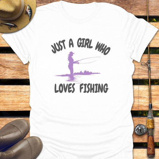 GIRL LOVES FISHING T-Shirt FISHING T-Shirt White / S