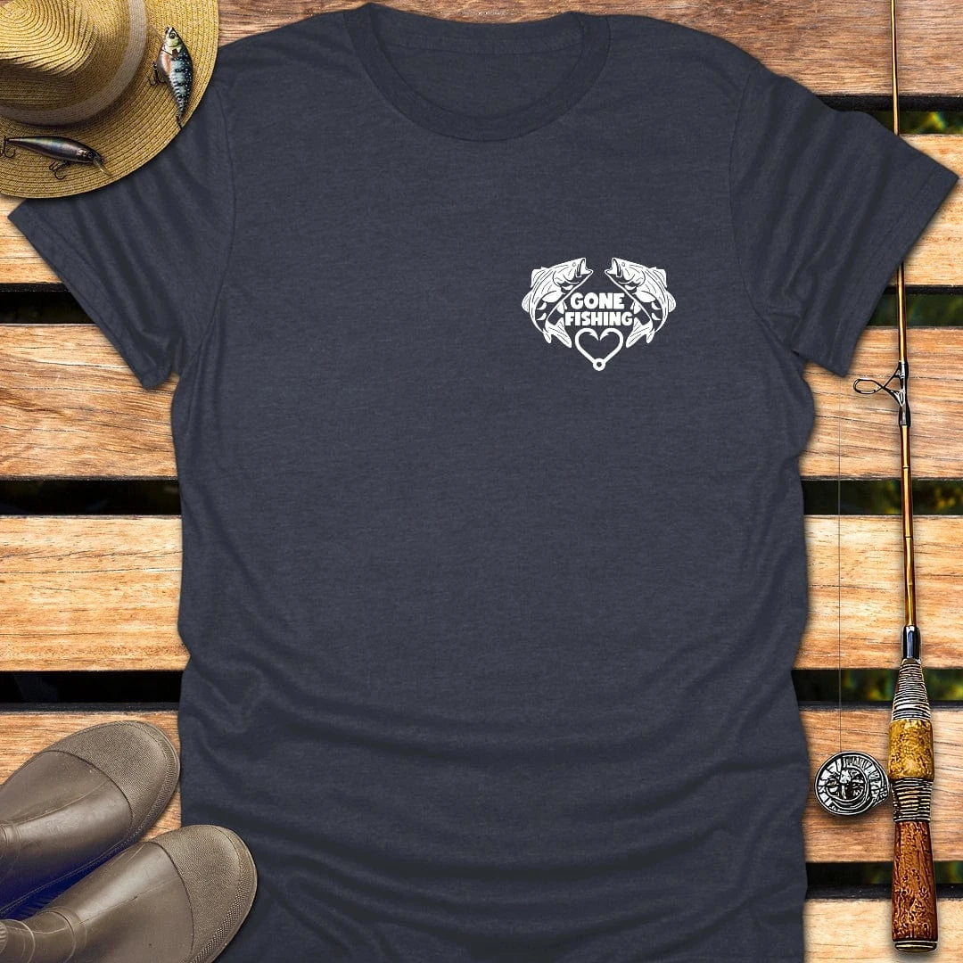 GONE FISHING T-Shirt FISHING T-Shirt Heather Navy / S