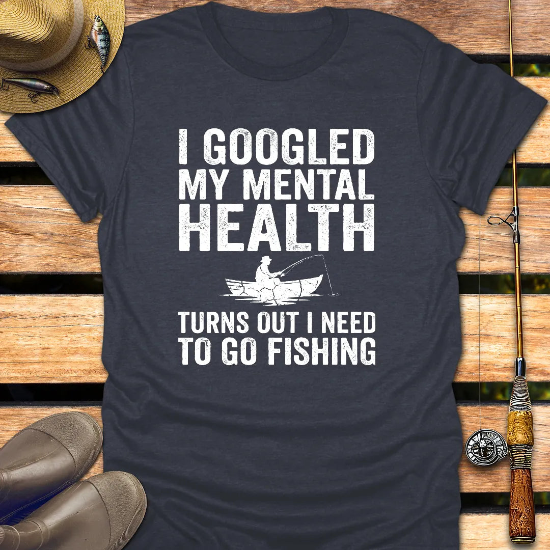 GOOGLED MY MENTAL HEALTH T-Shirt FISHING T-Shirt Heather Navy / S