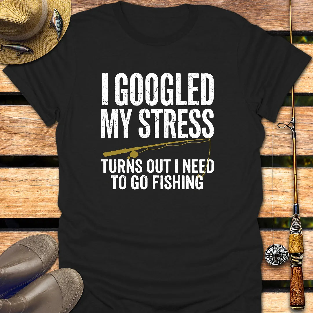 GOOGLED MY STRESS T-Shirt FISHING T-Shirt Black / S