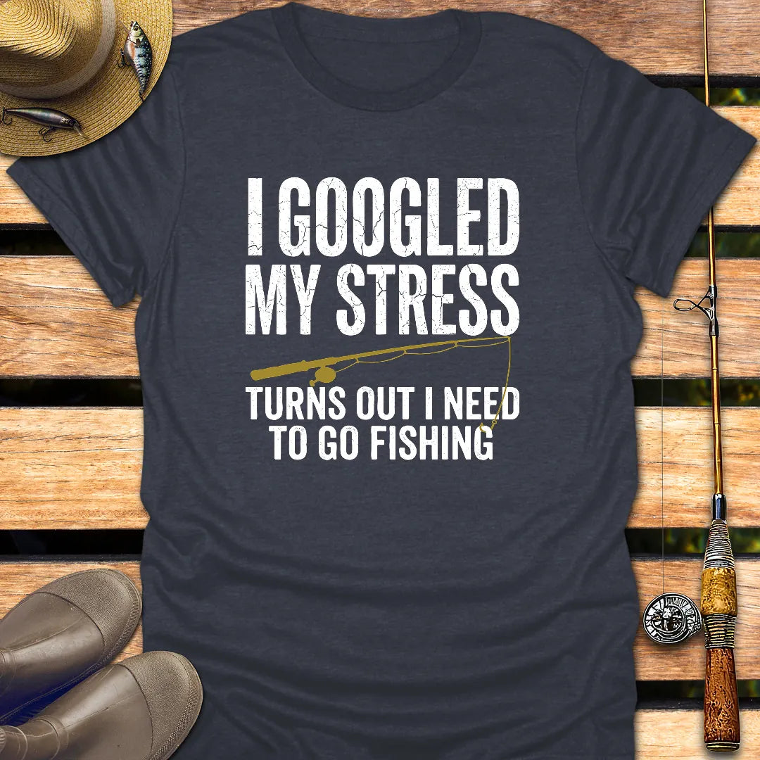 GOOGLED MY STRESS T-Shirt FISHING T-Shirt Heather Navy / S