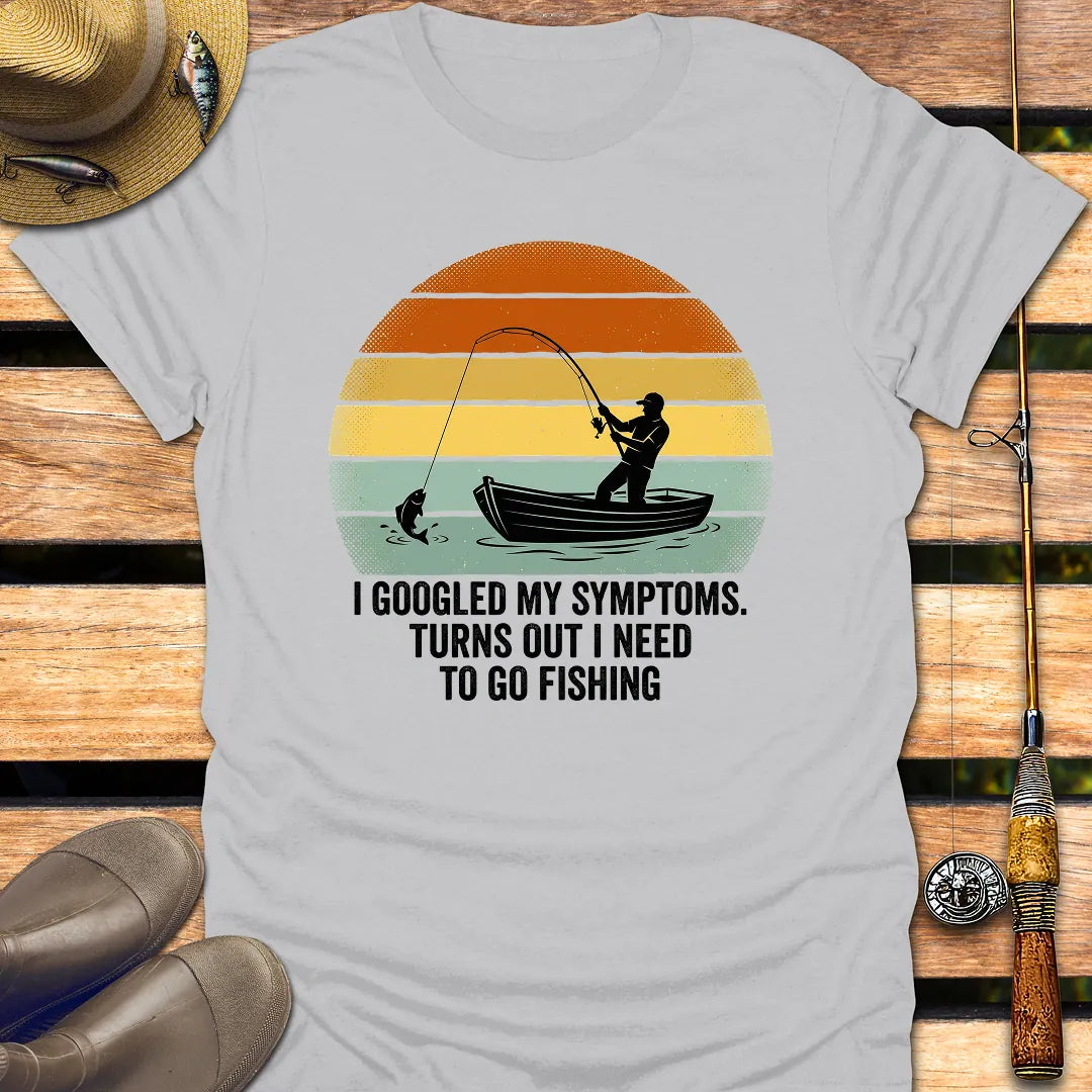 GOOGLED MY SYMPTOMS T-Shirt FISHING T-Shirt Ice Grey / S