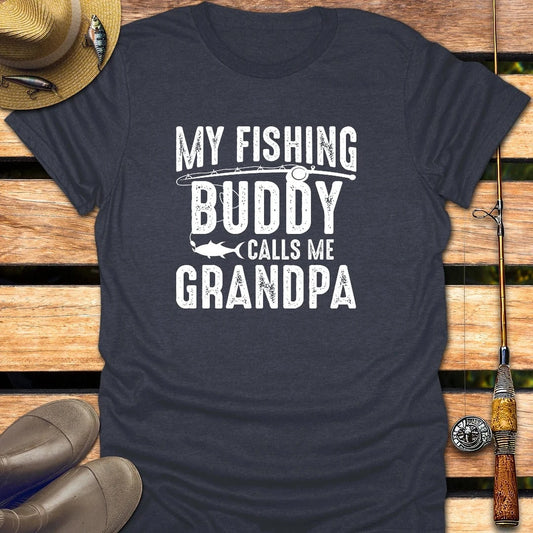 GRANDPA BUDDY T-Shirt FISHING T-Shirt Heather Navy / S