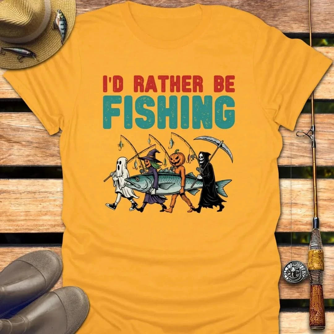 HALLOWEEN FISHING T-Shirt FISHING T-Shirt Gold / S