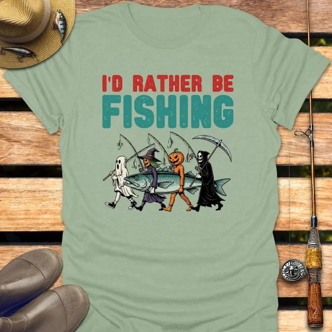 HALLOWEEN FISHING T-Shirt FISHING T-Shirt Sage / S
