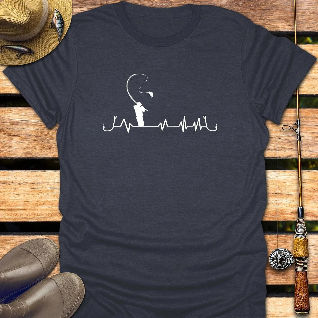 HEARTBEAT T-Shirt FISHING T-Shirt Heather Navy / S