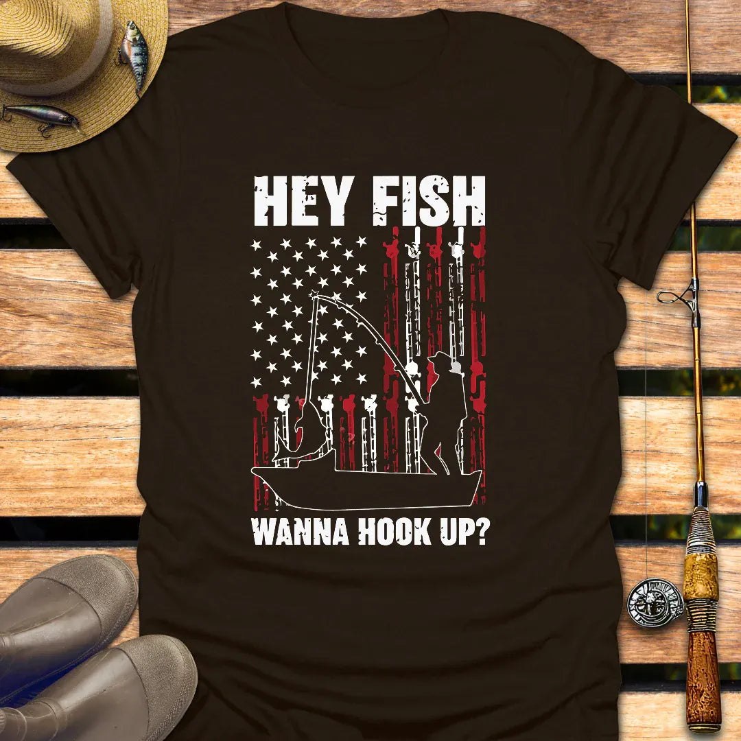 HEY FISH T-Shirt FISHING T-Shirt Dark Chocolate / S