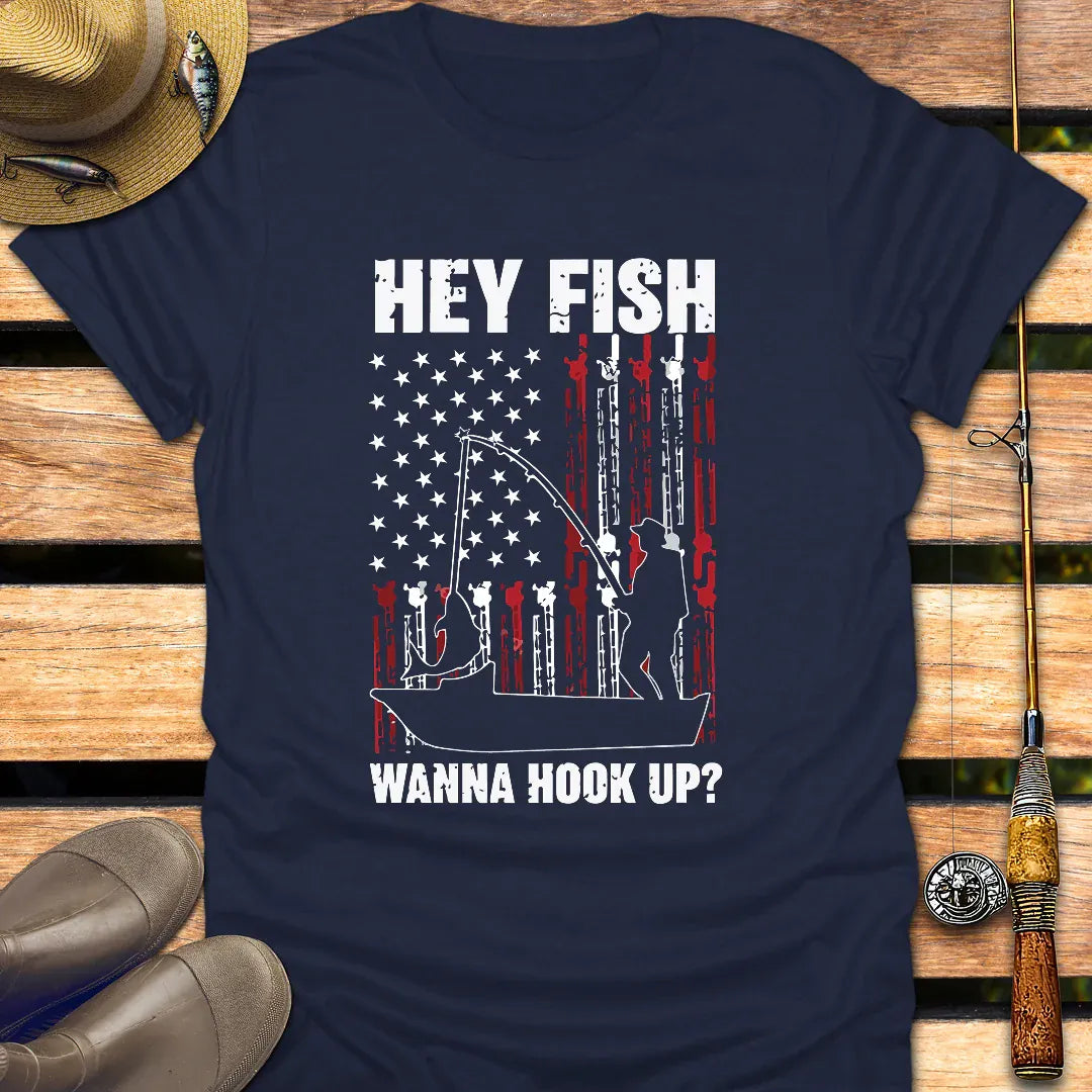 HEY FISH T-Shirt FISHING T-Shirt Navy / S