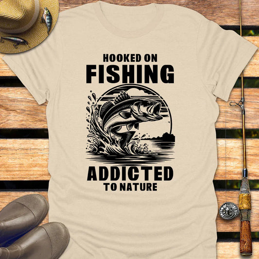 HOOKED ON FISHING T-Shirt FISHING T-Shirt Sand / S