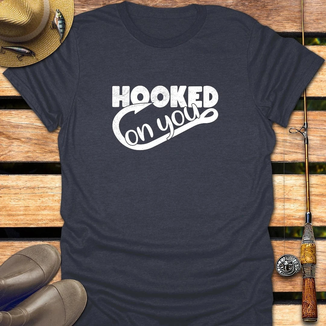 HOOKED ON YOU T-Shirt FISHING T-Shirt Heather Navy / S
