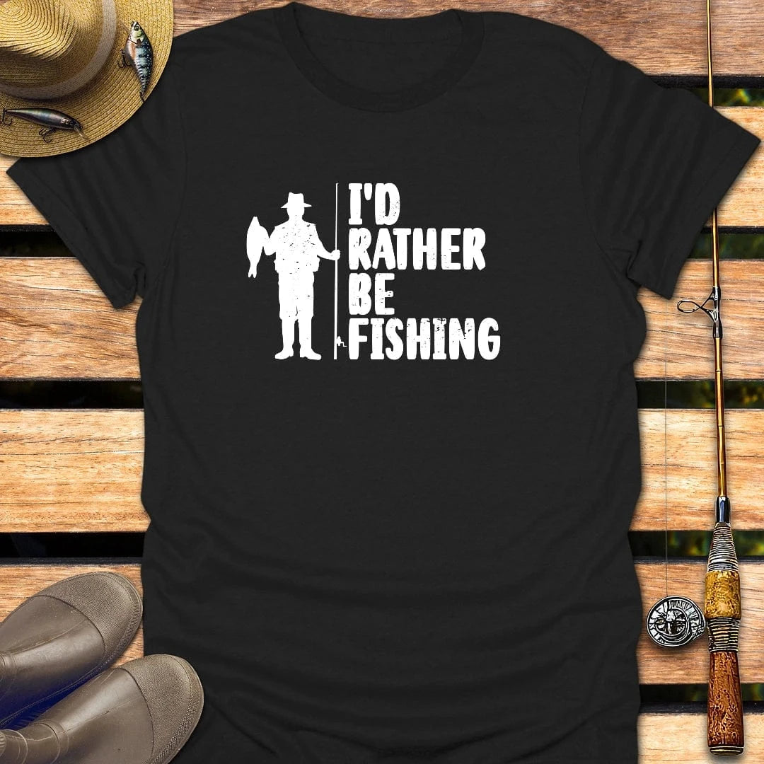 I'D BE FISHING T-Shirt FISHING T-Shirt Black / S