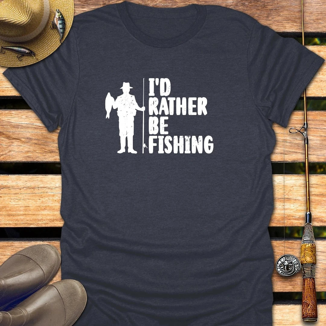 I'D BE FISHING T-Shirt FISHING T-Shirt Heather Navy / S