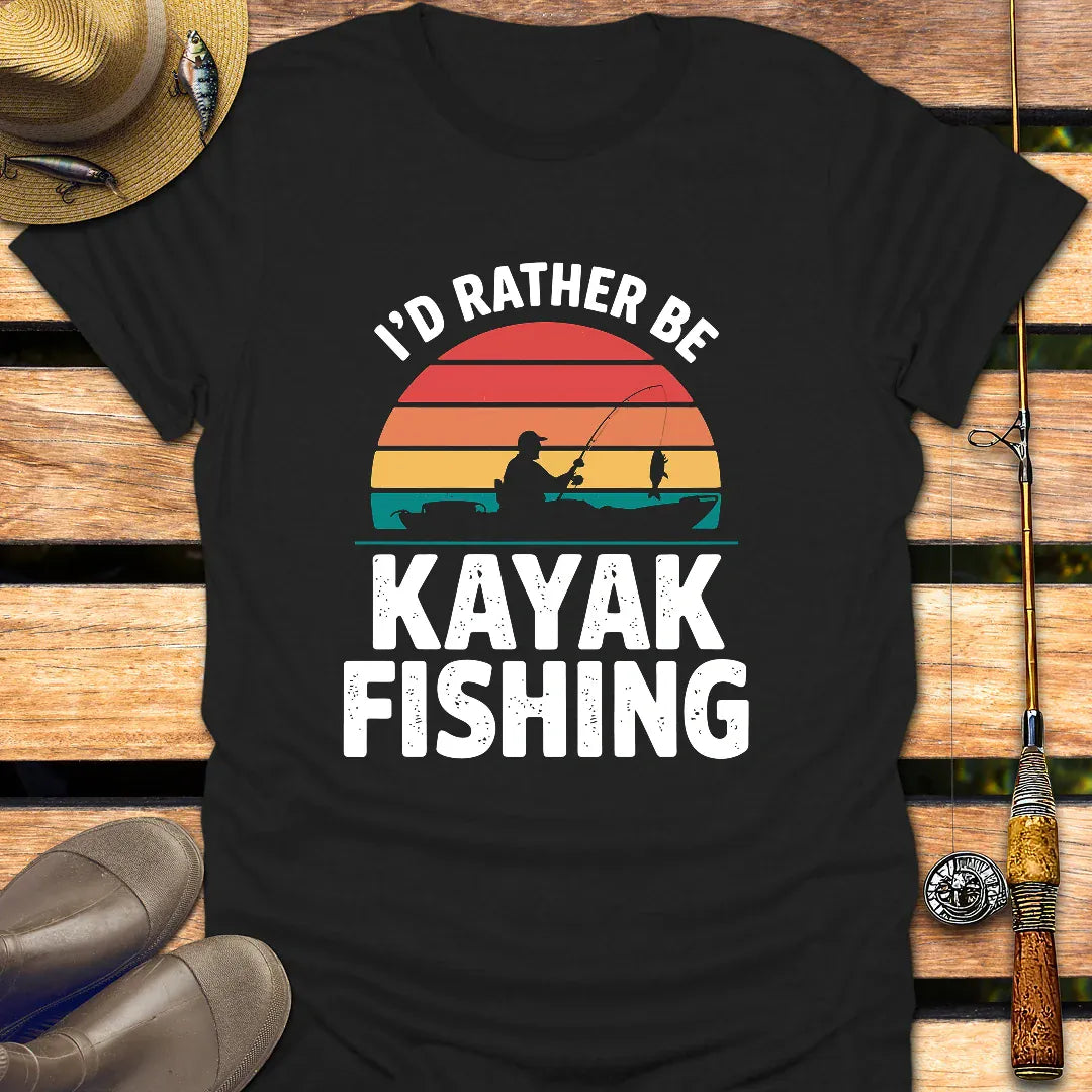 I'D RATHER BE KAYAK FISHING T-Shirt FISHING T-Shirt Black / S