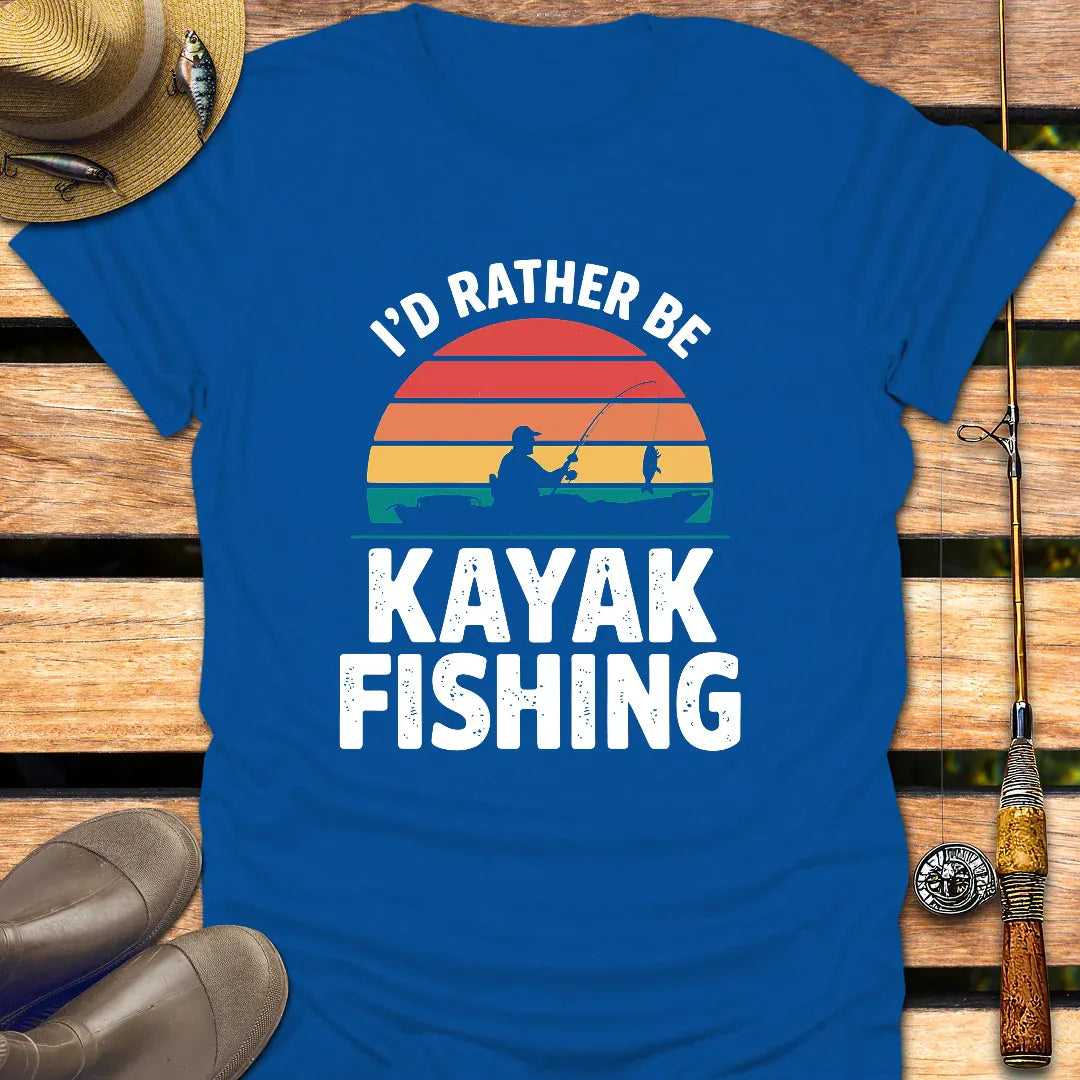 I'D RATHER BE KAYAK FISHING T-Shirt FISHING T-Shirt Royal / S