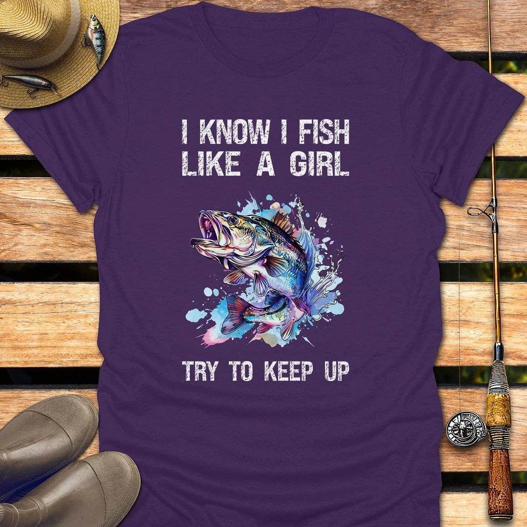 I FISH LIKE A GIRL T-Shirt FISHING T-Shirt Purple / S