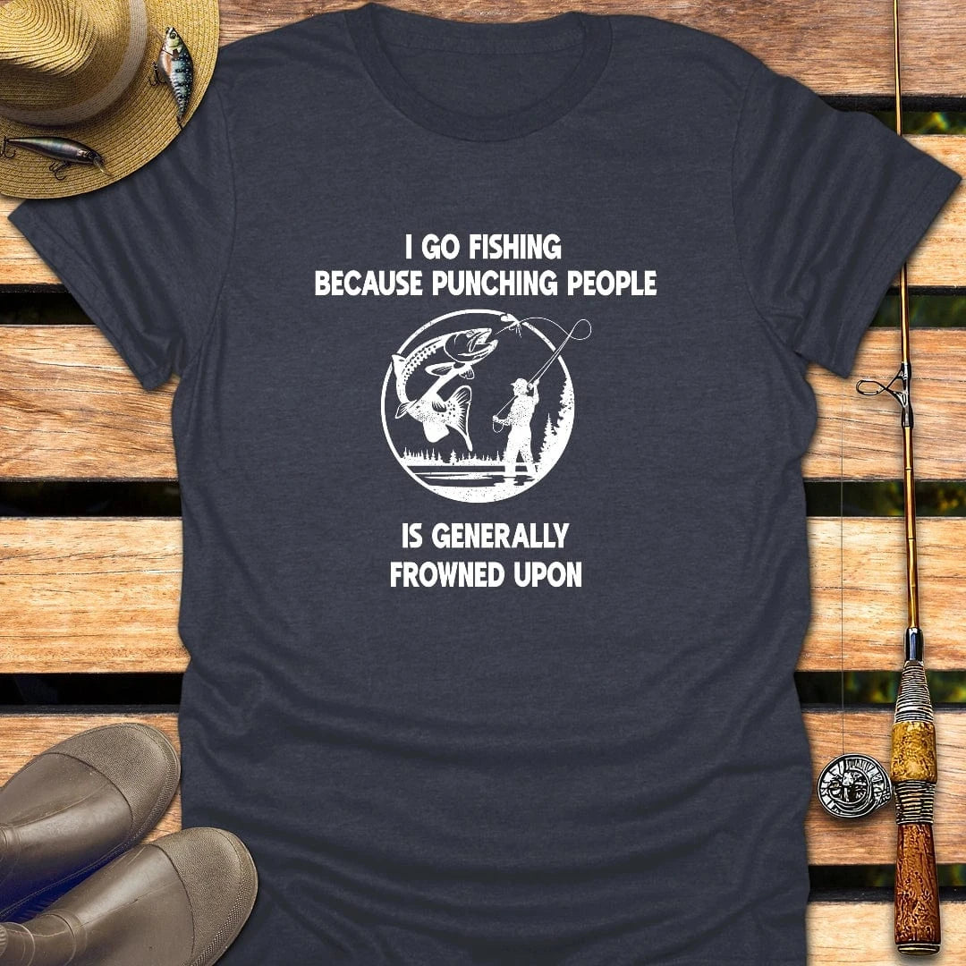 I GO FISHING T-Shirt FISHING T-Shirt Heather Navy / S