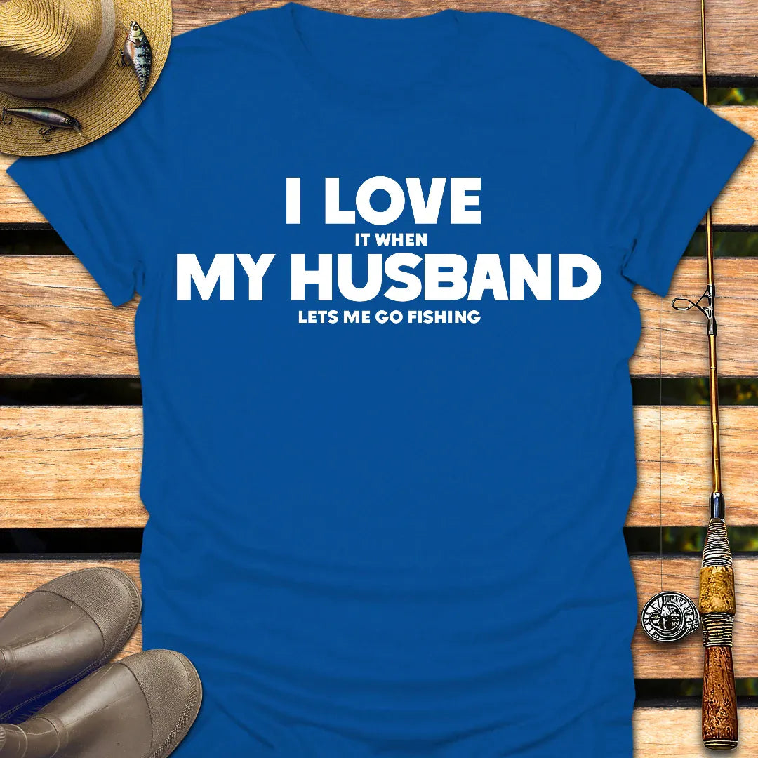 I LOVE MY HUSBAND T-Shirt FISHING T-Shirt Royal / S