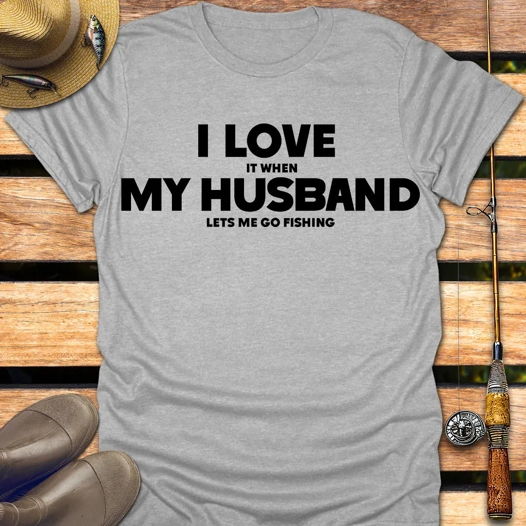 I LOVE MY HUSBAND T-Shirt FISHING T-Shirt Sport Grey / S