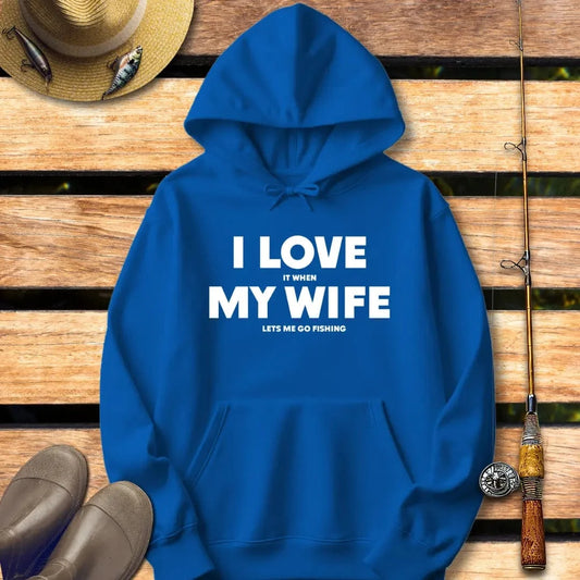 I LOVE MY WIFE Hoodie FISHING Hoodie Royal / S