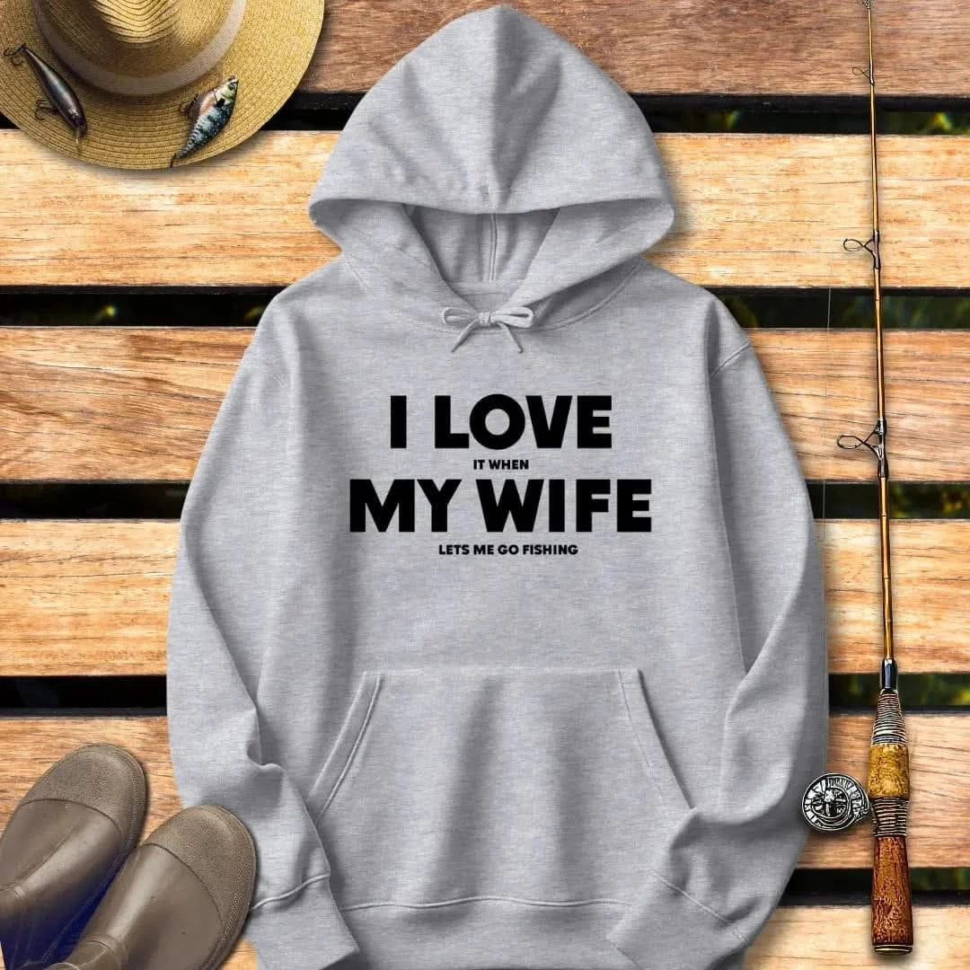 I LOVE MY WIFE Hoodie FISHING Hoodie Sport Grey / S