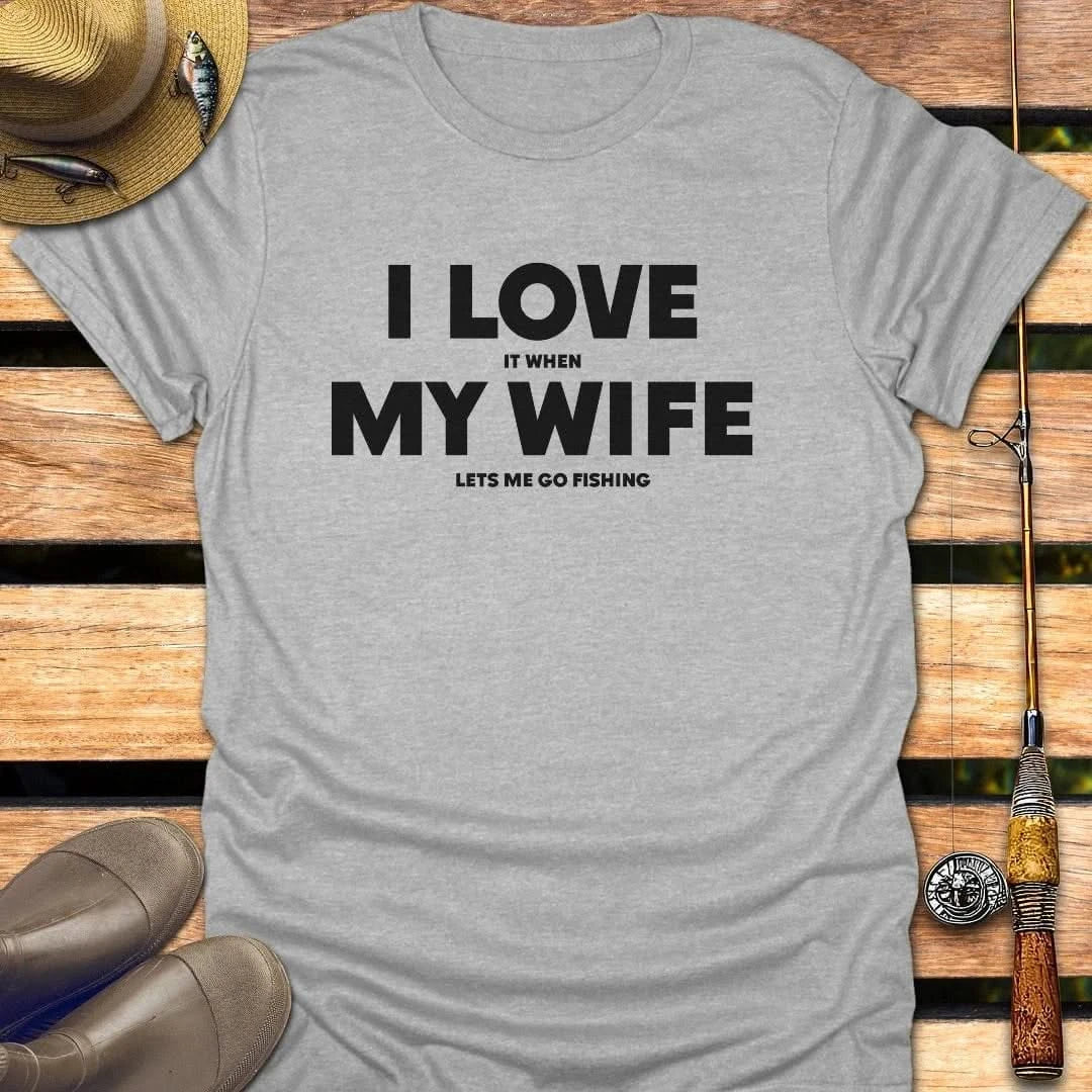I LOVE MY WIFE T-Shirt FISHING T-Shirt Sport Grey / S