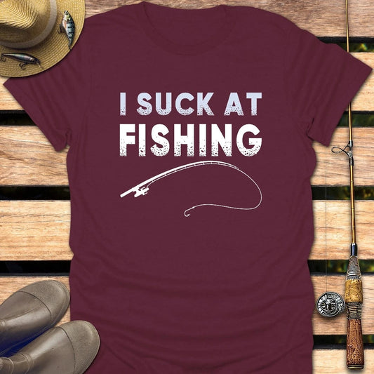I SUCK AT FISHING T-Shirt FISHING T-Shirt Maroon / S