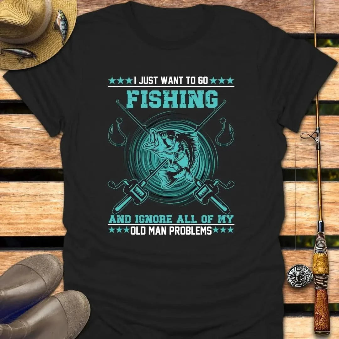 IGNORE PROBLEMS T-Shirt FISHING T-Shirt Black / S