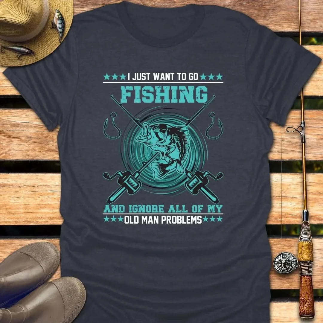 IGNORE PROBLEMS T-Shirt FISHING T-Shirt Heather Navy / S