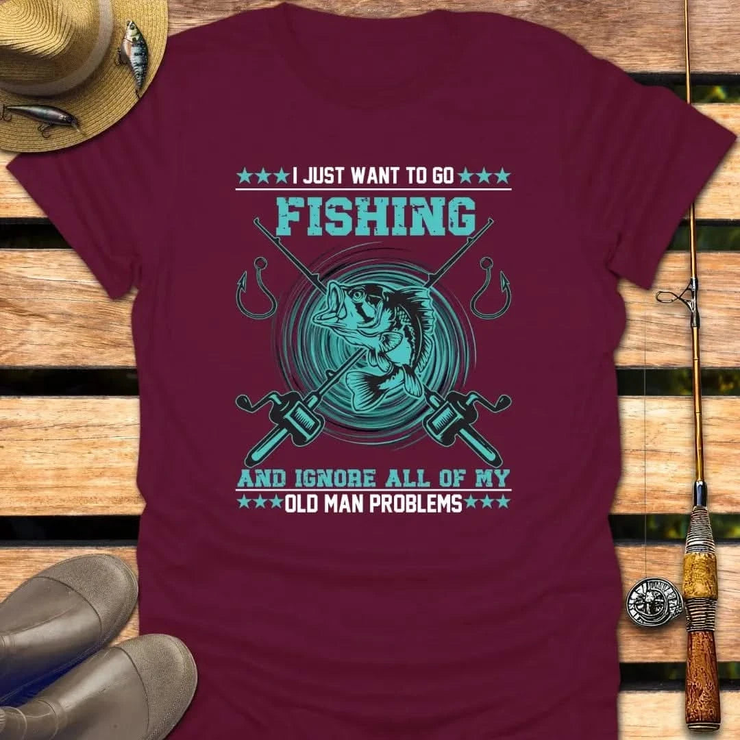 IGNORE PROBLEMS T-Shirt FISHING T-Shirt Maroon / S