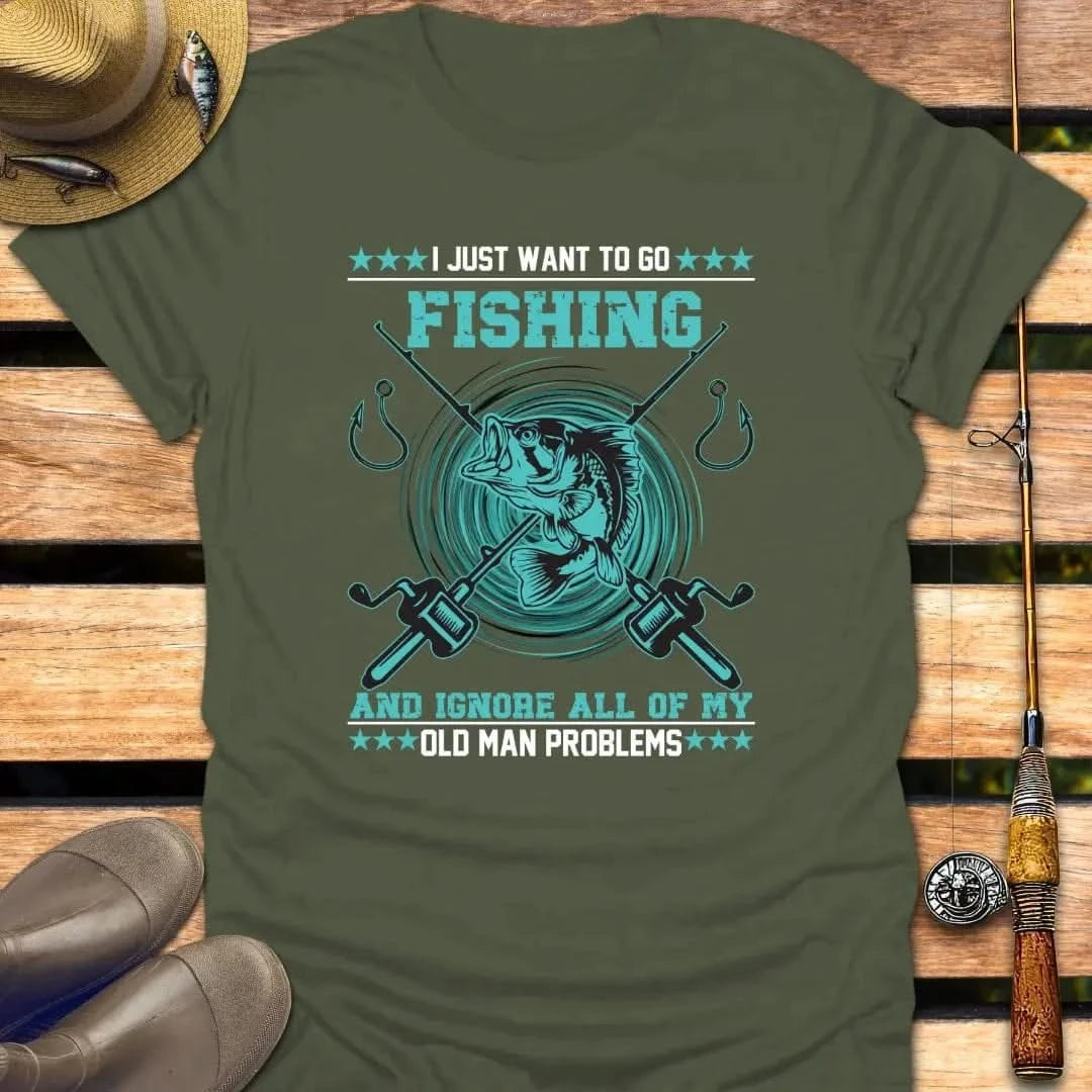 IGNORE PROBLEMS T-Shirt FISHING T-Shirt Military Green / S