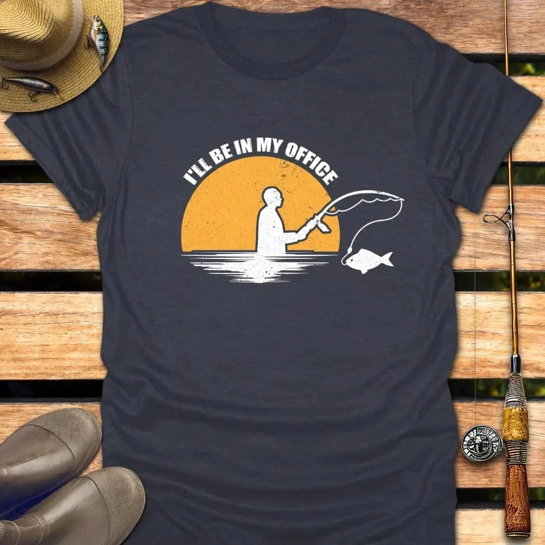IN MY OFFICE T-Shirt FISHING T-Shirt Heather Navy / S