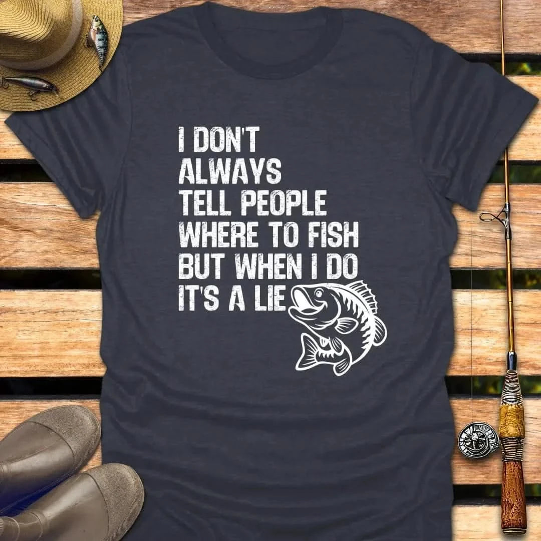 IT'S A LIE T-Shirt FISHING T-Shirt Heather Navy / S