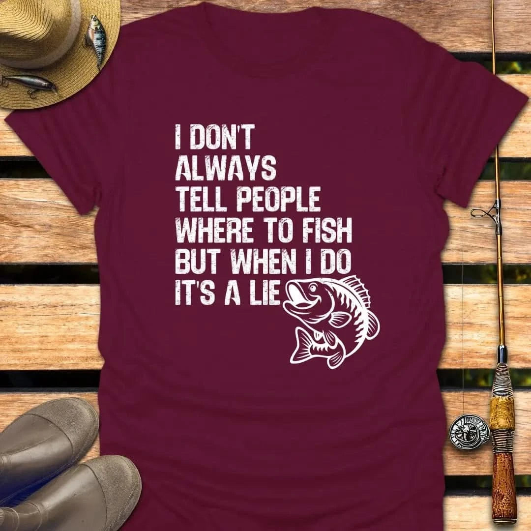 IT'S A LIE T-Shirt FISHING T-Shirt Maroon / S