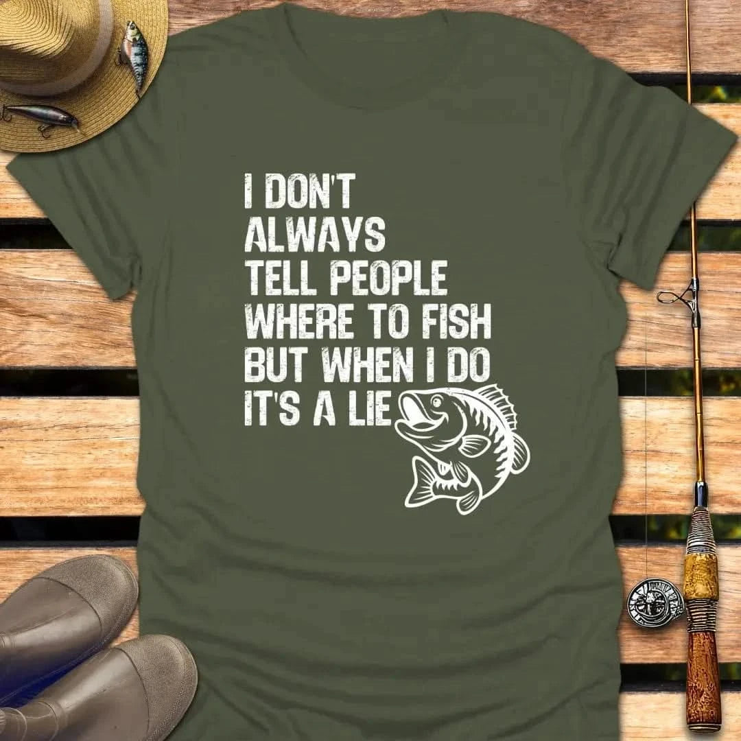 IT'S A LIE T-Shirt FISHING T-Shirt Military Green / S