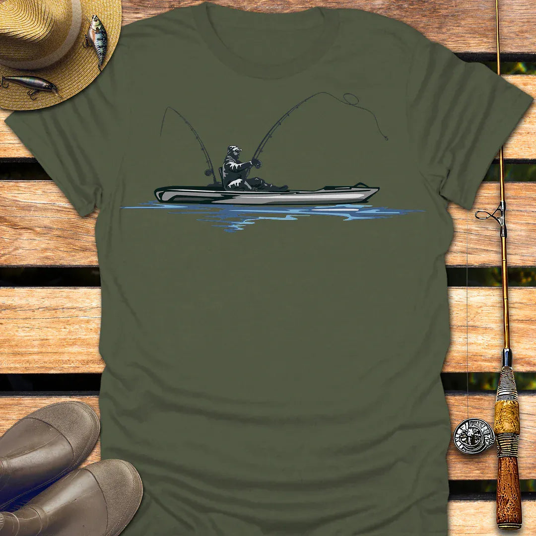KAYAK ANGLER T-Shirt FISHING T-Shirt Military Green / S