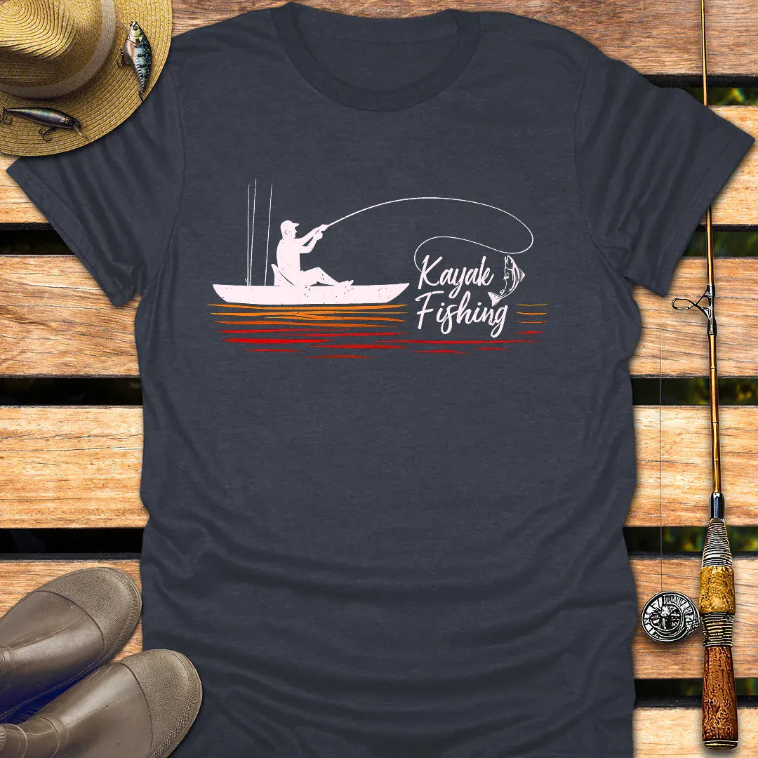 KAYAK FISHING CAST T-Shirt FISHING T-Shirt Heather Navy / S