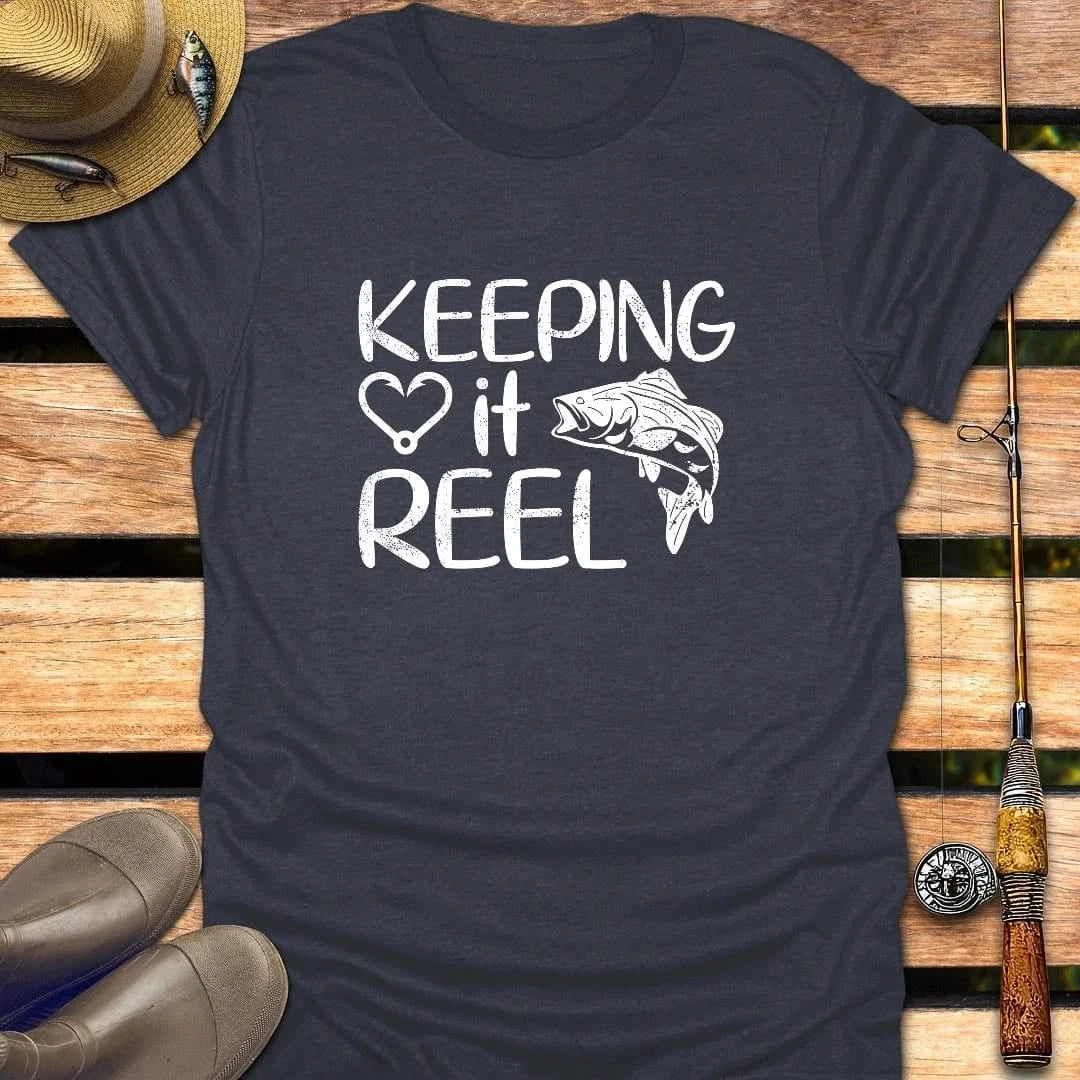 KEEPING IT REEL T-Shirt FISHING T-Shirt Heather Navy / S