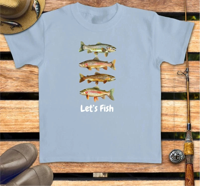 LET'S FISH - kid's tee FISHING Kids clothes Light Blue / XS
