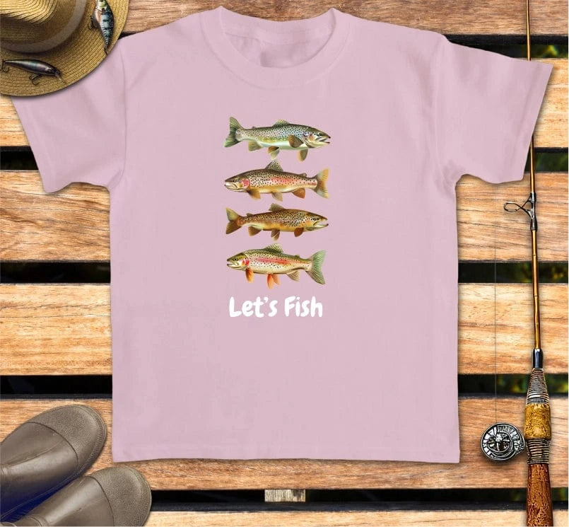 LET'S FISH - kid's tee FISHING Kids clothes Light Pink / XS