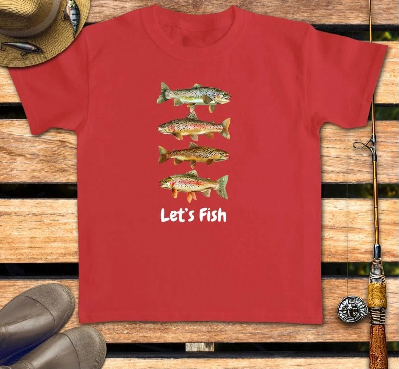 LET'S FISH - kid's tee FISHING Kids clothes Red / XS