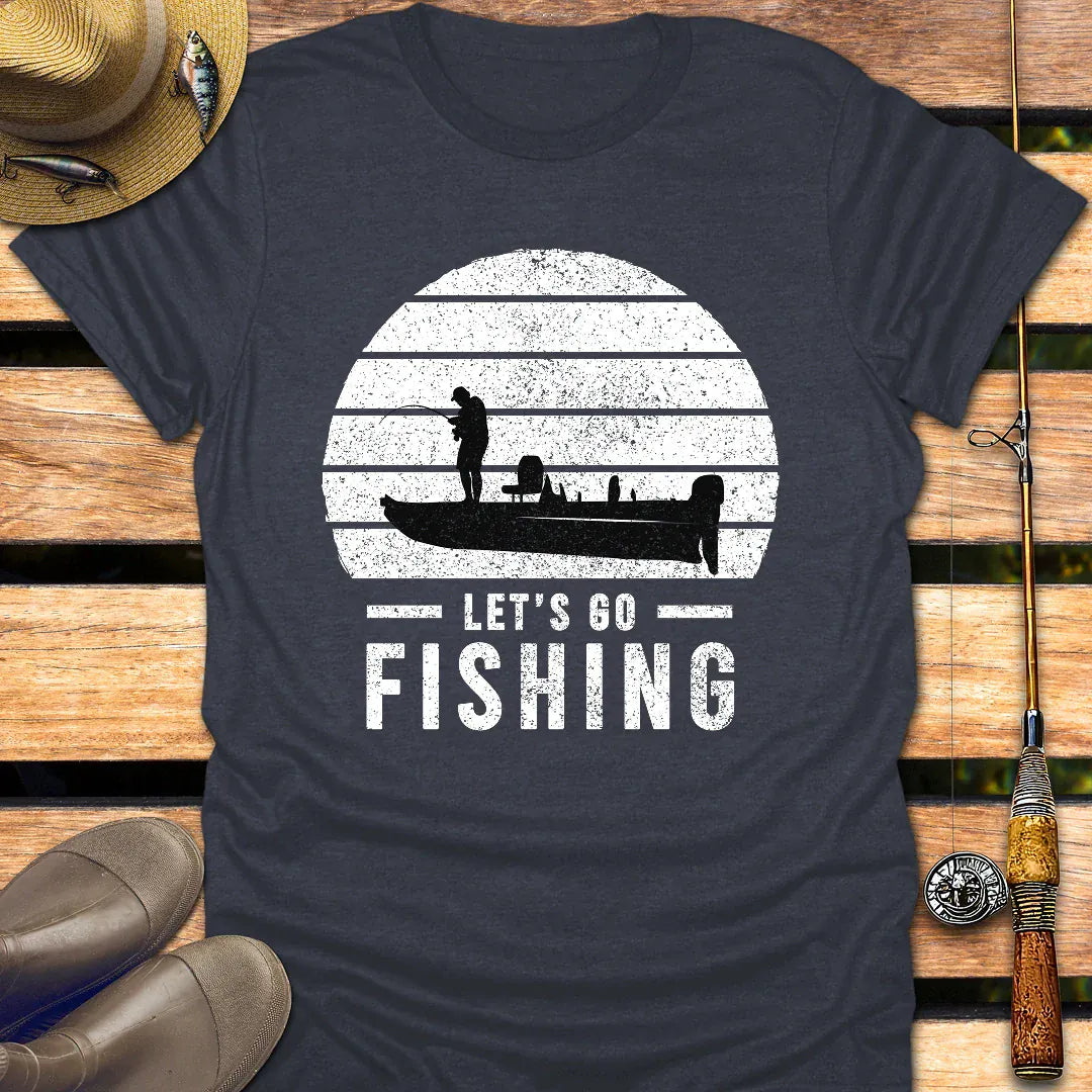 LET'S GO FISHING T-Shirt FISHING T-Shirt Heather Navy / S