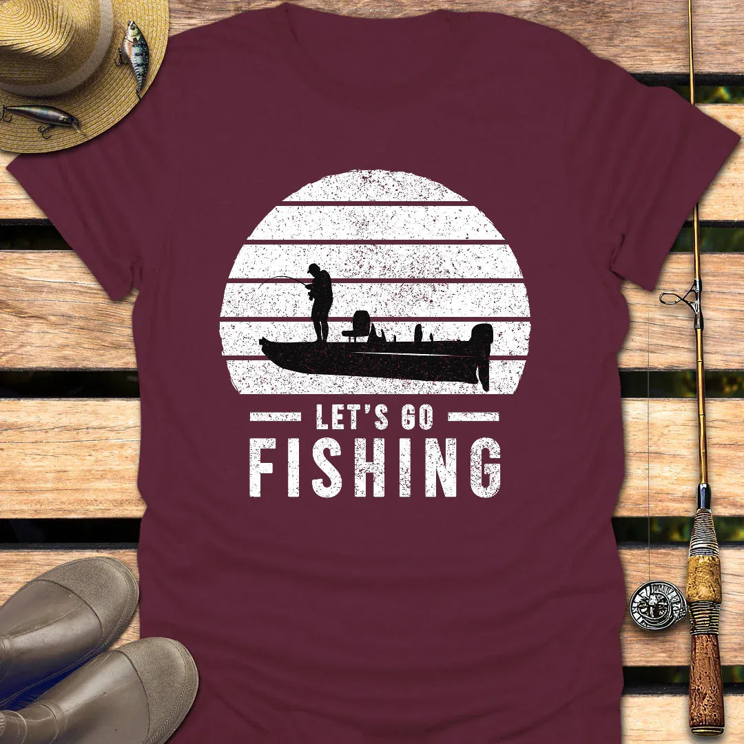 LET'S GO FISHING T-Shirt FISHING T-Shirt Maroon / S