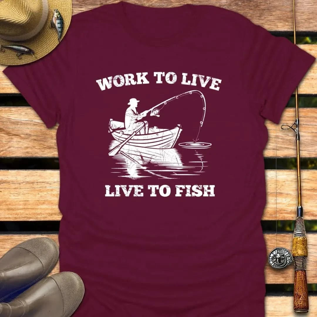 LIVE TO FISH T-Shirt FISHING T-Shirt Maroon / S