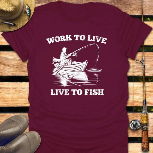 LIVE TO FISH T-Shirt FISHING T-Shirt Maroon / S