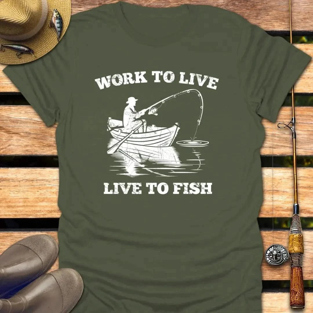 LIVE TO FISH T-Shirt FISHING T-Shirt Military Green / S