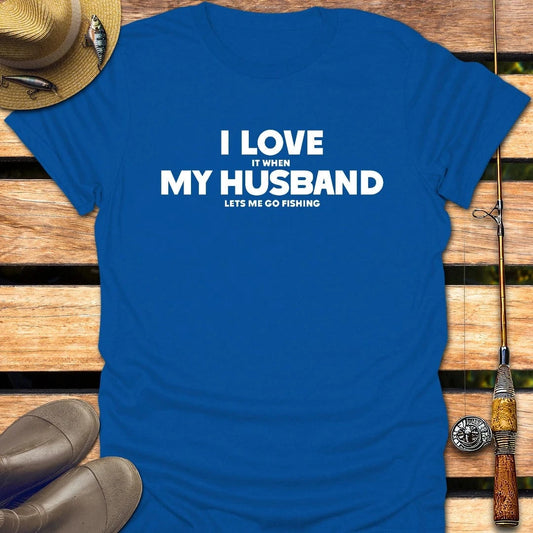LOVE MY HUSBAND T-Shirt FISHING T-Shirt Royal / S