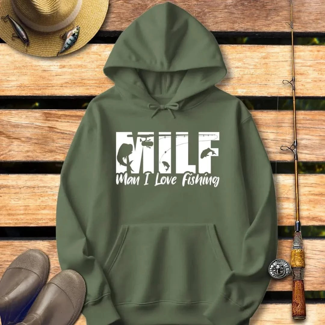 MAN I LOVE FISHING Hoodie FISHING Hoodie Military Green / S